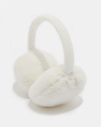 Bandeau Fausse Fourrure Femme Cache-Oreilles Moelleux Élastique - Blanc Uni Hiver