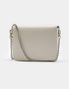 White Faux Leather Crossbody Bag with Chain