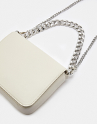 White Faux Leather Crossbody Bag with Chain