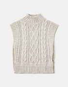 Cable Knit Cropped Poncho