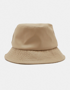 Beige Faux Leather Bucket Hat