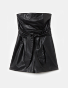 Faux leather Sleeveless  Playsuit