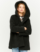 Black Hooded Teddy Fur Coat
