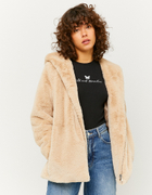 beige fluffy coat
