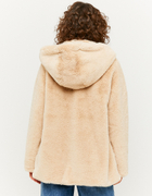 Beige Faux Fur Hooded Coat