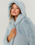 Blue Faux Fur Hood Coat
