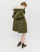Green Faux Fur Lined Puffer Coat