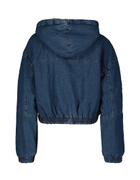 Cropped Denim Jacket with Sherpa Hood