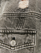 Krótka kurtka jeansowa ze zdobieniami - Cropped