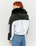 Black Reflective Faux Fur Lined Hood Jacket