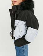 Black Reflective Faux Fur Lined Hood Jacket