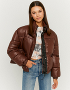 Brown Cropped Puffer Jacket