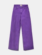 Fioletowe szerokie spodnie z wysokim stanem