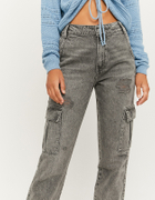 Grey High Waist Cargo Jeans