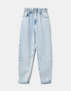 Blaue High Waist Paperbag Jeans