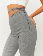 Grey High Waist Flare Trousers
