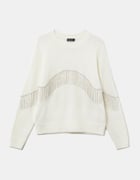 Weißer Pullover mit Fancy Details