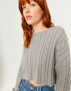 Grey Cropped Jumper with Pearls