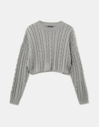Grey Cropped Jumper with Pearls