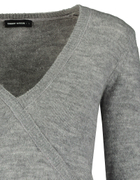 Grauer V-Ausschnitt-Pullover