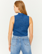 Niebieski krótki sweter bez rękawów - Cropped