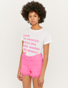 Neon Pink Ripped Denim Shorts