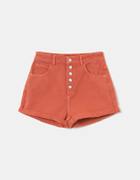 High Waist Rote Button Up Shorts