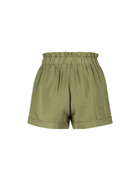 Green High Waist Paperbag Lightweight Shorts