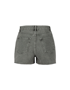 Grey Denim Shorts with Zip