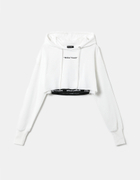 White Cropped Hoodie