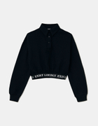 Schwarzes Sweatshirt mit Polo-Design