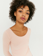 Pink Top with Lace Trim Neckline