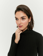 Black Ribbed High Neck Top