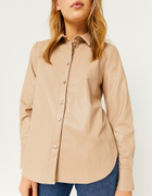 Buttoned Faux Leather Long Sleeves Shirt