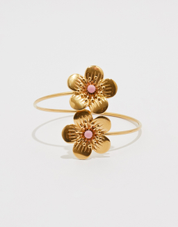 Bracciale rigido dorato con fiori | TALLY WEiJL
