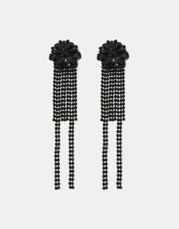 Black Long Earrings with Rhinstones | TALLY WEiJL