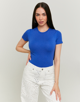 Blue Basic Short Sleeves Bodysuit | TALLY WEiJL