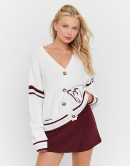 Cardigan in Maglia Bianco a Righe | TALLY WEiJL