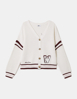 White Striped Knit Cardigan | TALLY WEiJL