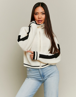 Cropped Zip-Up Cardigan with Embroidered Detail | TALLY WEiJL