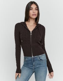 Cardigan Marrone con Zip | TALLY WEiJL