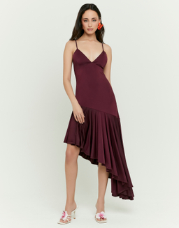 Burgundy Pleated Midi Dress | TALLY WEiJL