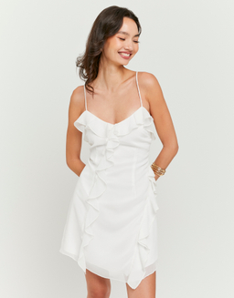 Vestito Corto in Tulle Bianco con Volants | TALLY WEiJL