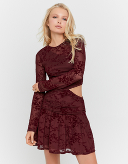 Bordeauxrotes Spitzen Minikleid mit Cut Out | TALLY WEiJL