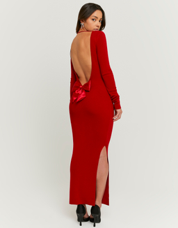 Red Open Back Knit Dress | TALLY WEiJL