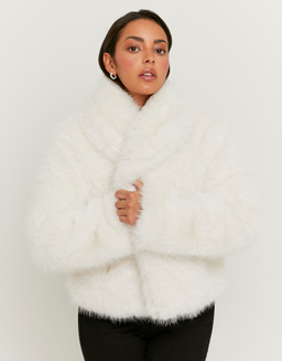 Beige Faux Fur Jacket | TALLY WEiJL