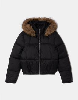Schwarze wattierte Jacke mit Kapuze | TALLY WEiJL