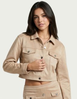Beige Suede Jacket | TALLY WEiJL