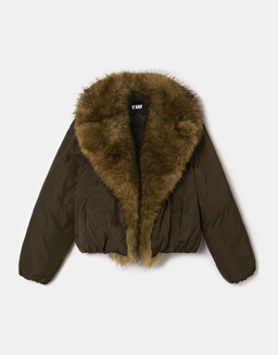 Braune Gefütterte Jacke mit Fell | TALLY WEiJL