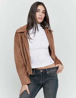 Veste Oversize en Daim Marron | TALLY WEiJL